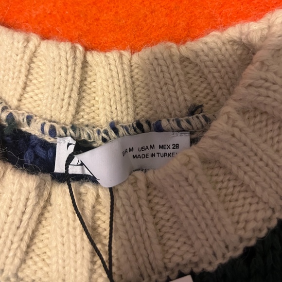 Zara wool blend embellished patchwork knit sweater limited edition NWT - Picture 10 of 15